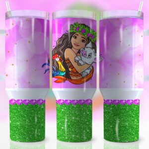 Moana Disney Cartoon Custom Stanley Quencher 40oz Stainless Steel Tumbler With Handle