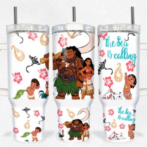 Moana Disney Cartoon Custom Stanley Quencher 40oz Stainless Steel Tumbler With Handle