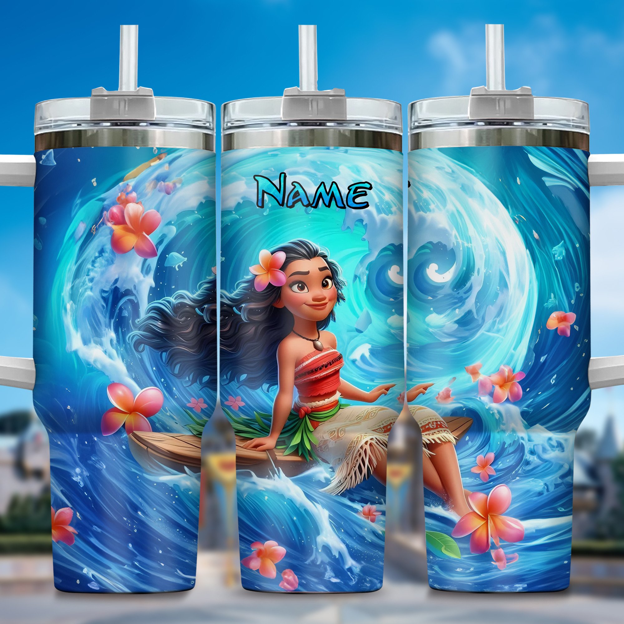 Moana Movies Custom Stanley Quencher 40oz Stainless Steel Tumbler With Handle