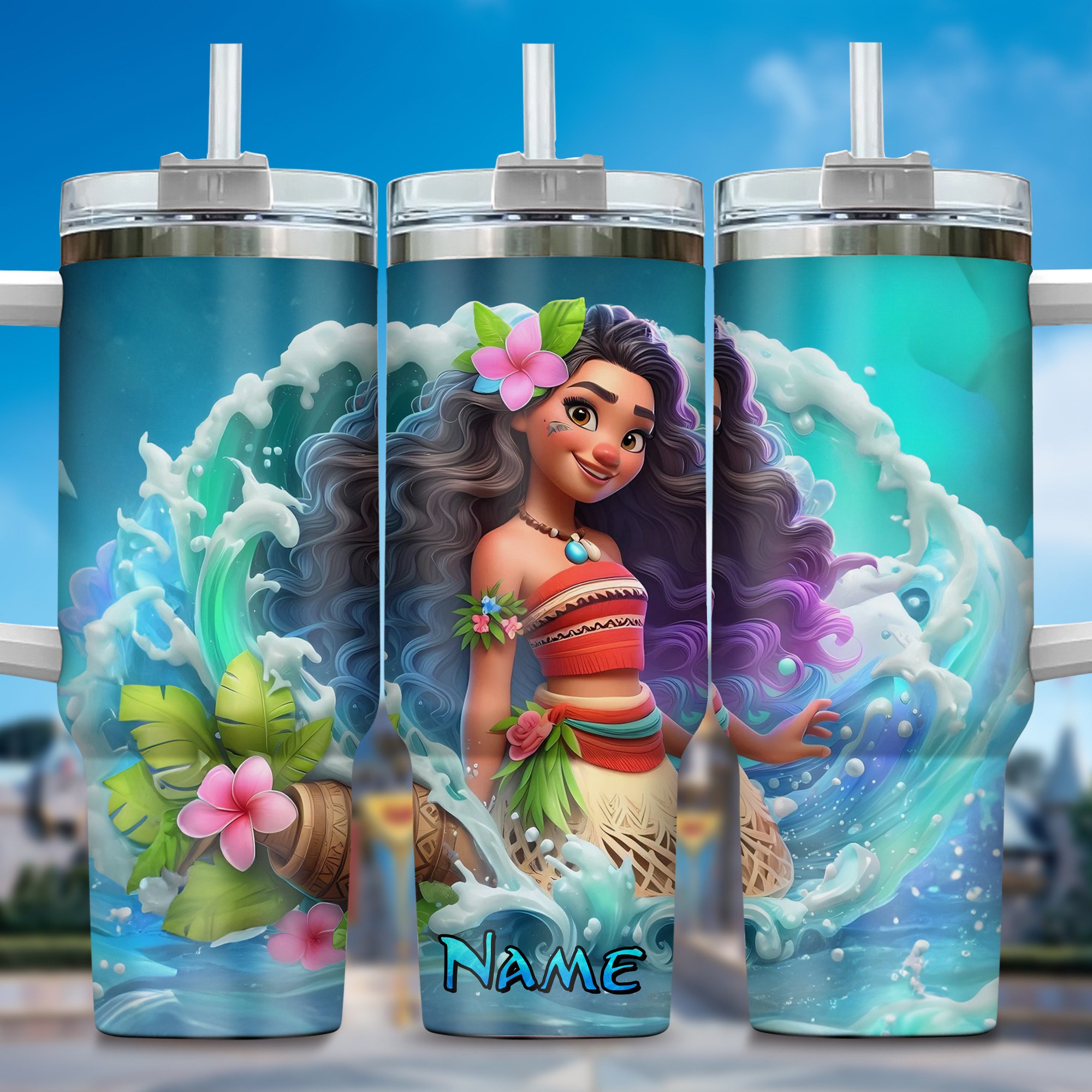 Moana Movies Custom Stanley Quencher 40oz Stainless Steel Tumbler With Handle