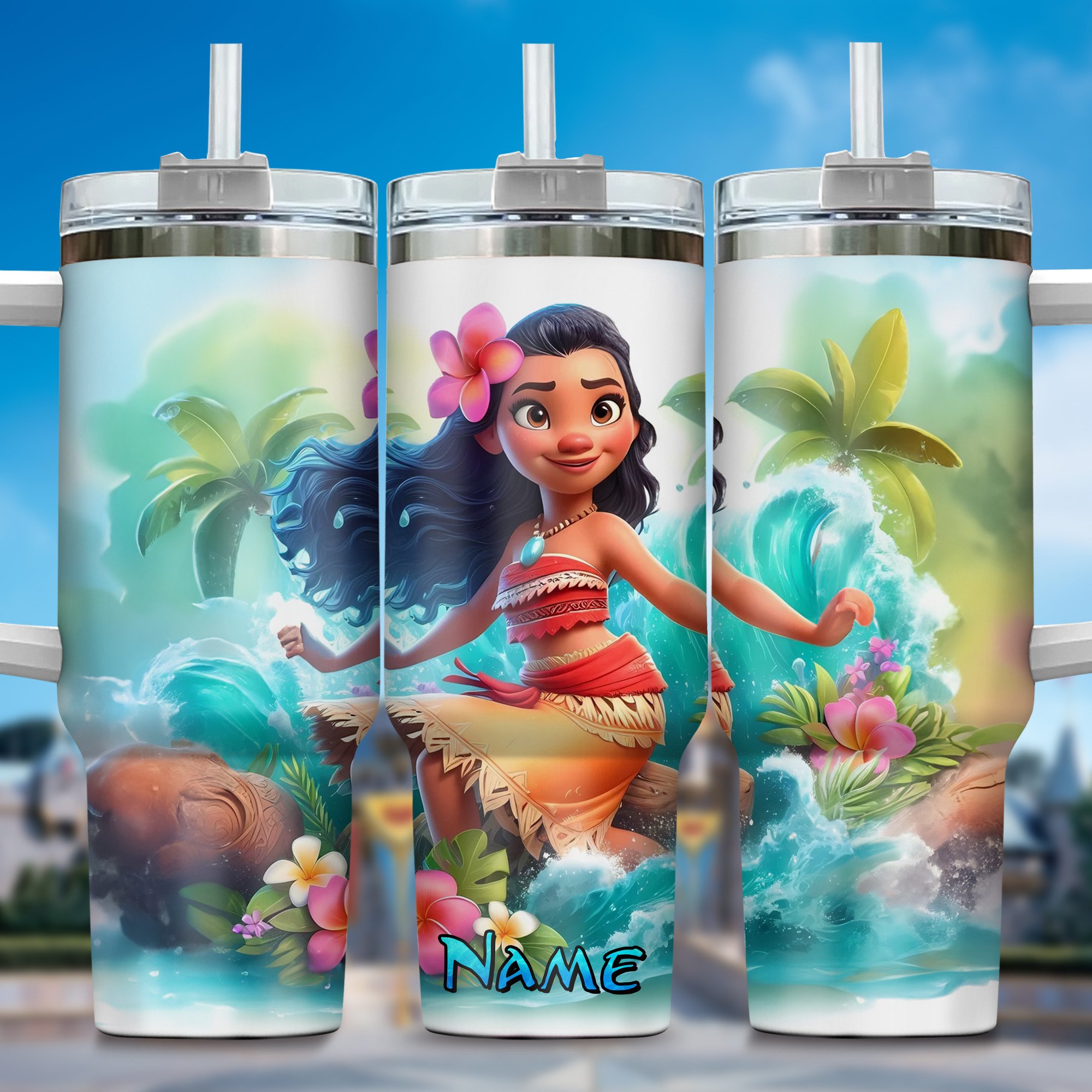 Moana Movies Custom Stanley Quencher 40oz Stainless Steel Tumbler With Handle