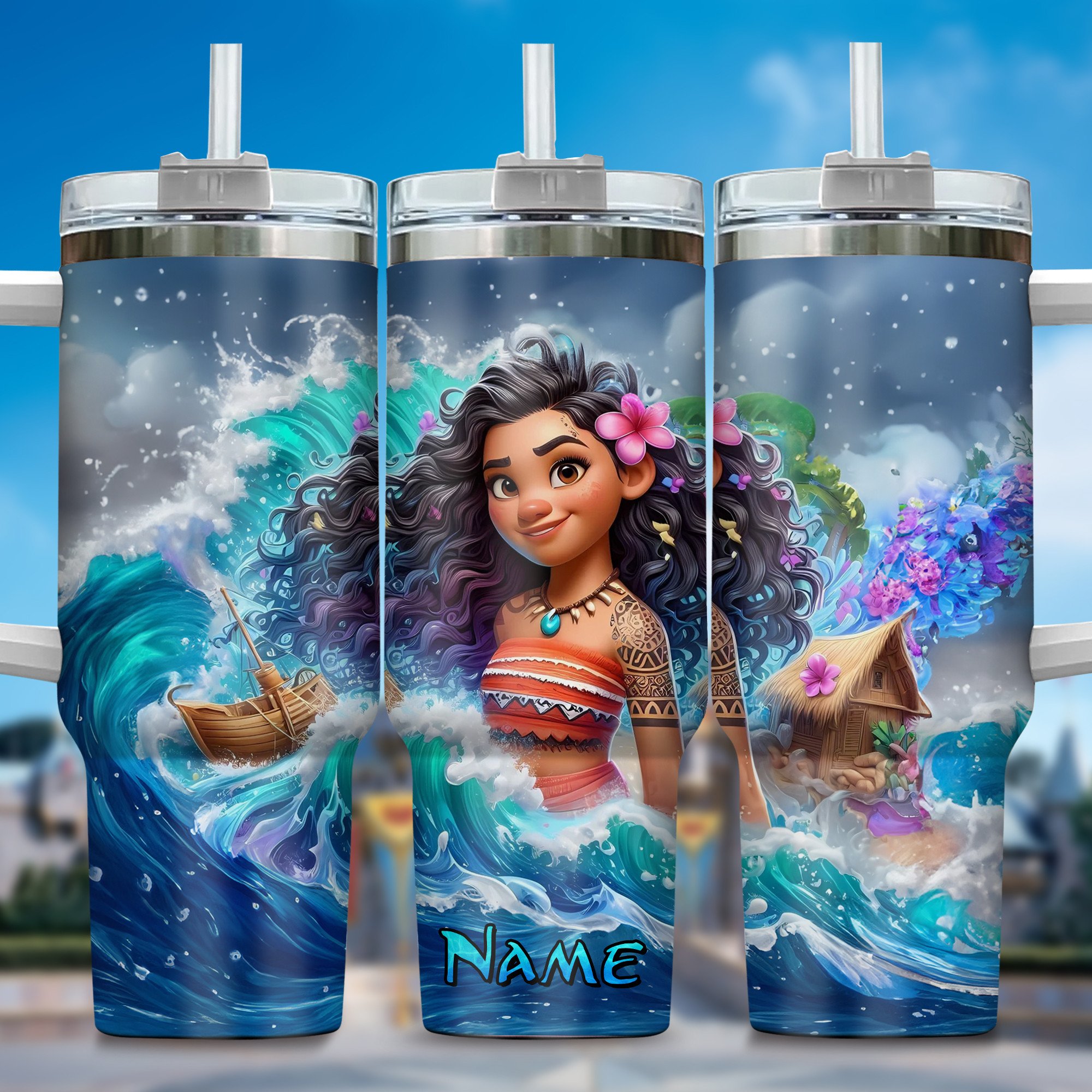 Moana Movies Custom Stanley Quencher 40oz Stainless Steel Tumbler With Handle