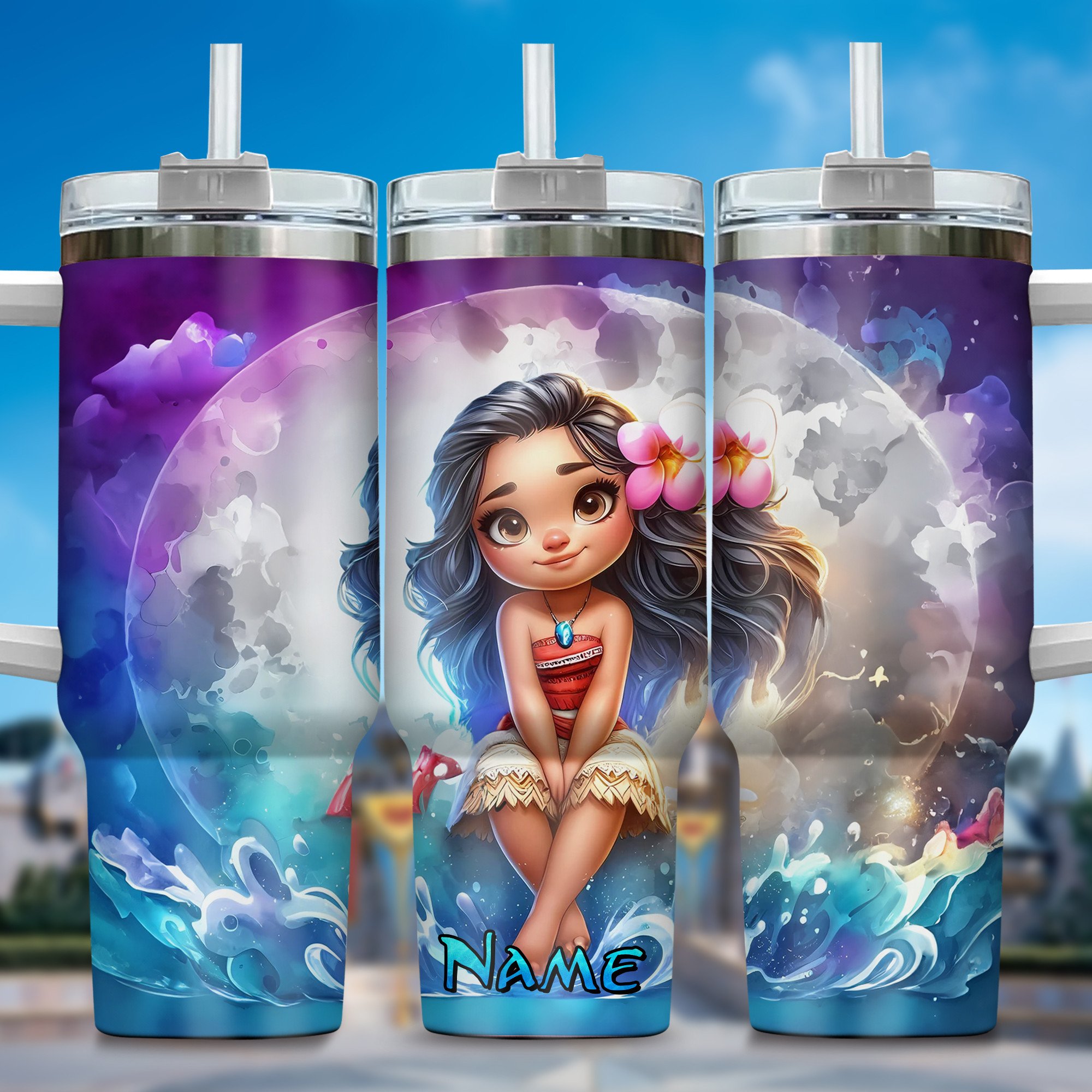 Moana Movies Custom Stanley Quencher 40oz Stainless Steel Tumbler With Handle