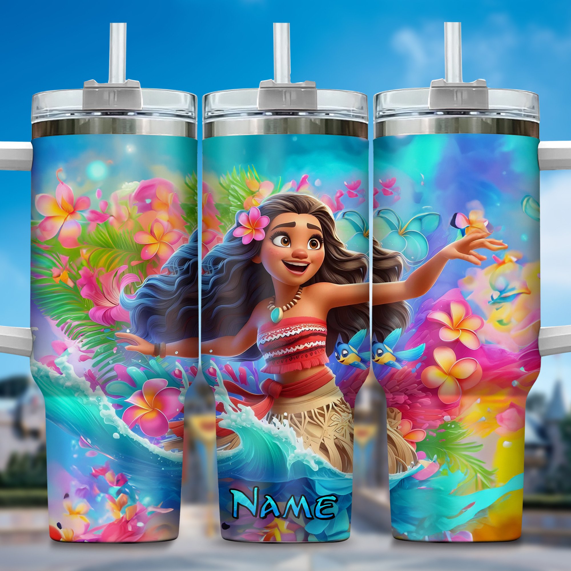 Moana Movies Custom Stanley Quencher 40oz Stainless Steel Tumbler With Handle