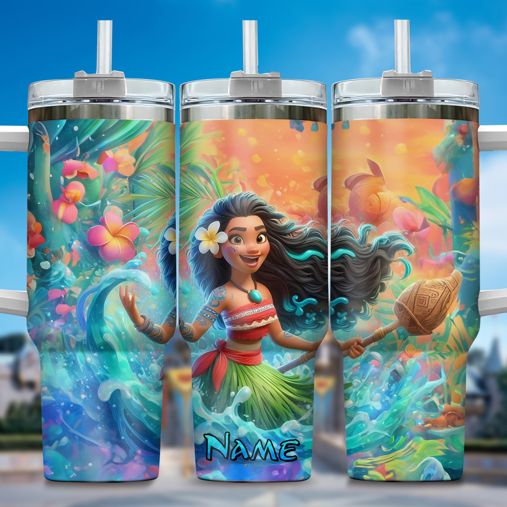 Moana Movies Custom Stanley Quencher 40oz Stainless Steel Tumbler With Handle