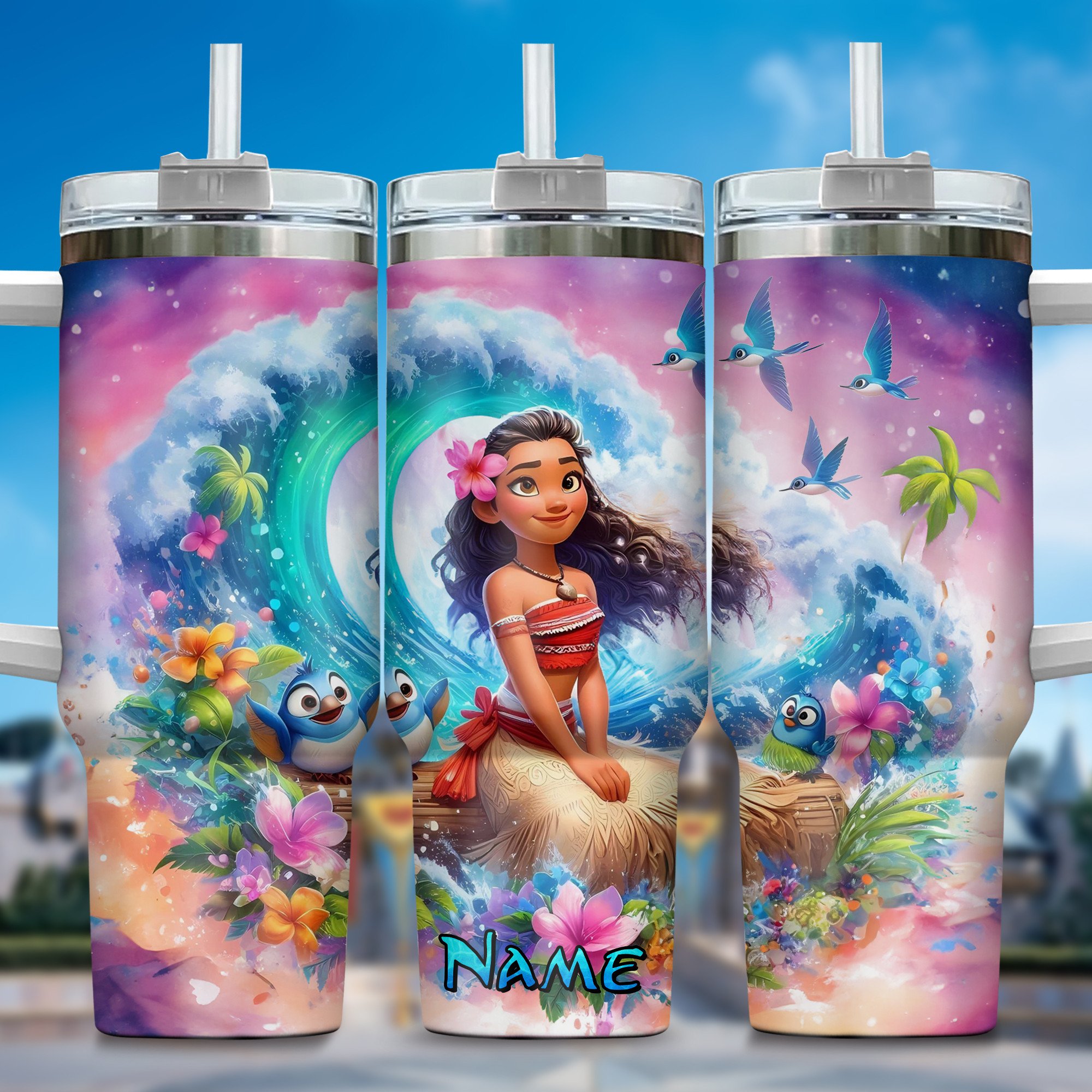 Moana Movies Custom Stanley Quencher 40oz Stainless Steel Tumbler With Handle