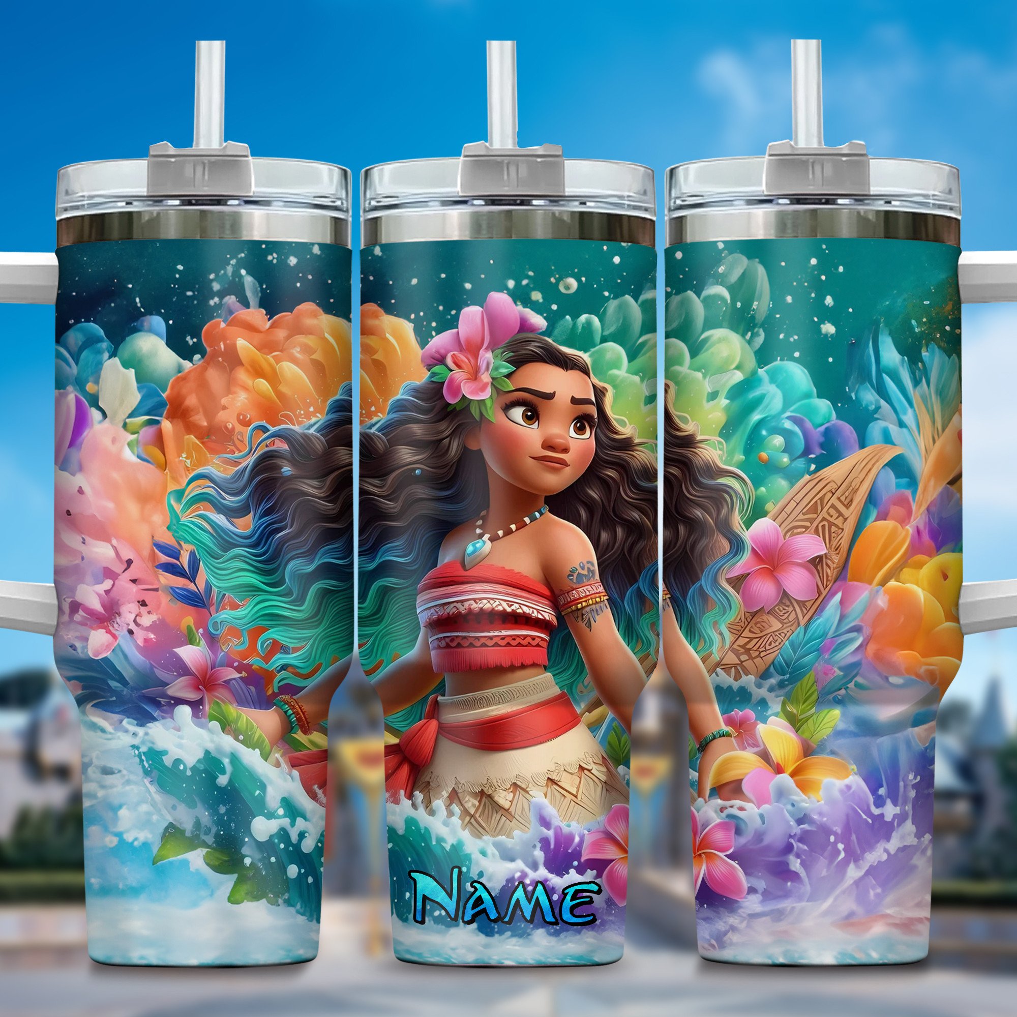 Moana Movies Custom Stanley Quencher 40oz Stainless Steel Tumbler With Handle