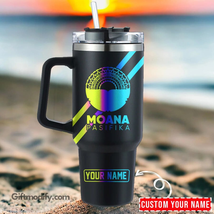 Moana Pasifika Super Rugby Hologram Logo Custom Stanley Quencher 40oz Stainless Steel Tumbler With Handle