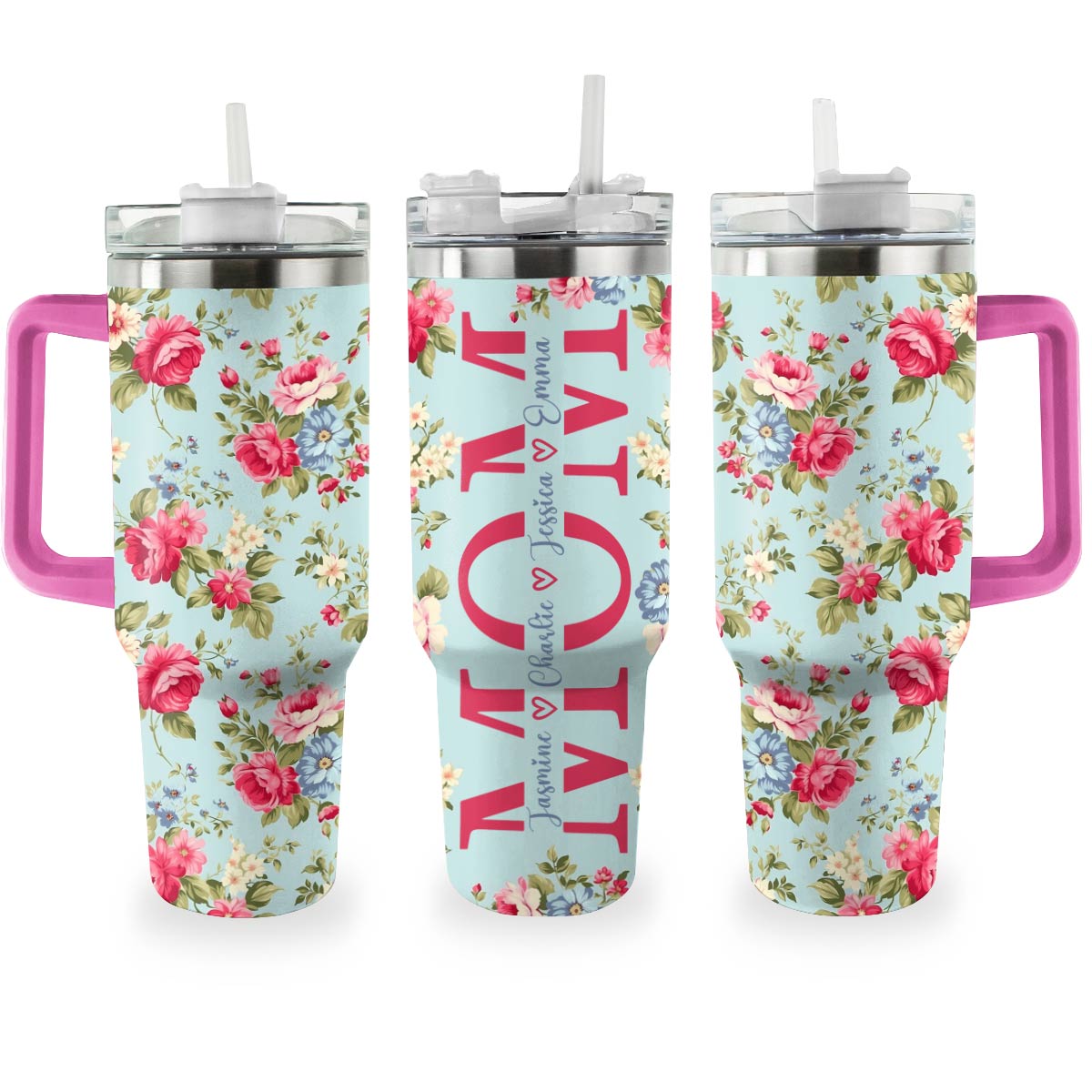 Mom Custom Stanley Quencher 40oz Stainless Steel Tumbler With Handle