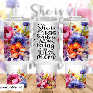 Mom Floral Custom Stanley Quencher 40oz Stainless Steel Tumbler With Handle