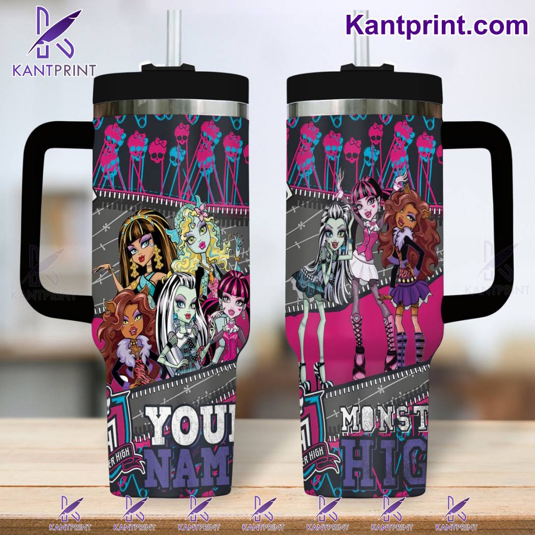 Monster High Cartoon Custom Stanley Quencher 40oz Stainless Steel Tumbler With Handle