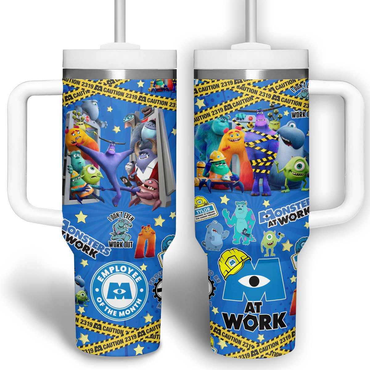 Monsters at Work Cartoon Custom Stanley Quencher 40oz Stainless Steel Tumbler With Handle