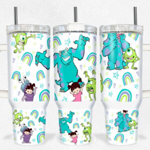Monsters Inc Disney Cartoon Custom Stanley Quencher 40oz Stainless Steel Tumbler With Handle