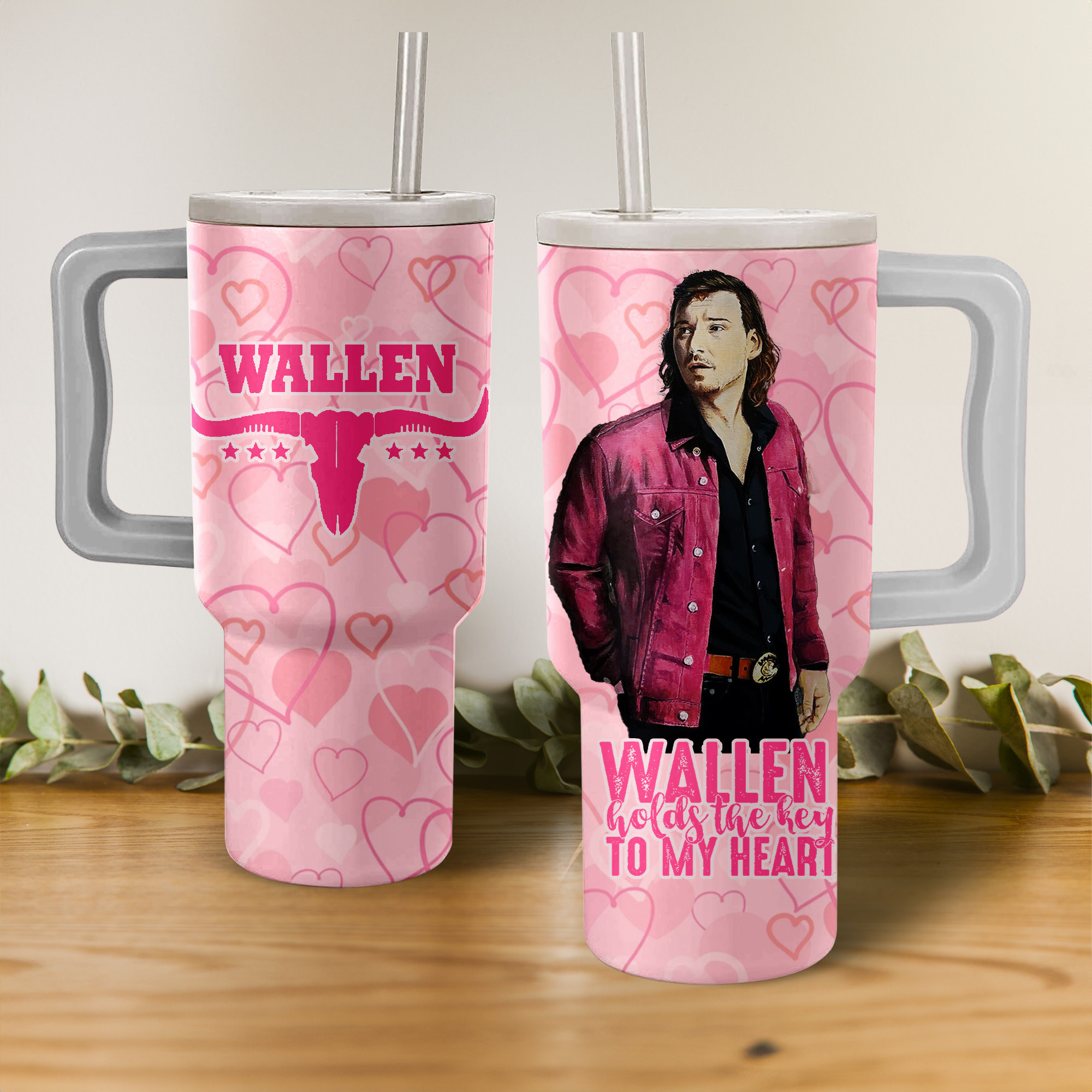 Morgan Wallen Music Custom Stanley Quencher 40oz Stainless Steel Tumbler With Handle