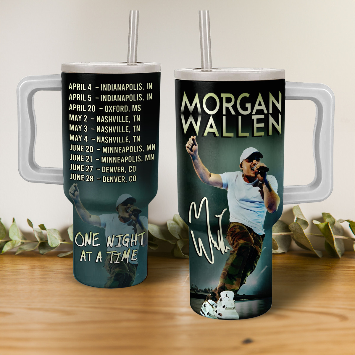 Morgan Wallen Music Custom Stanley Quencher 40oz Stainless Steel Tumbler With Handle
