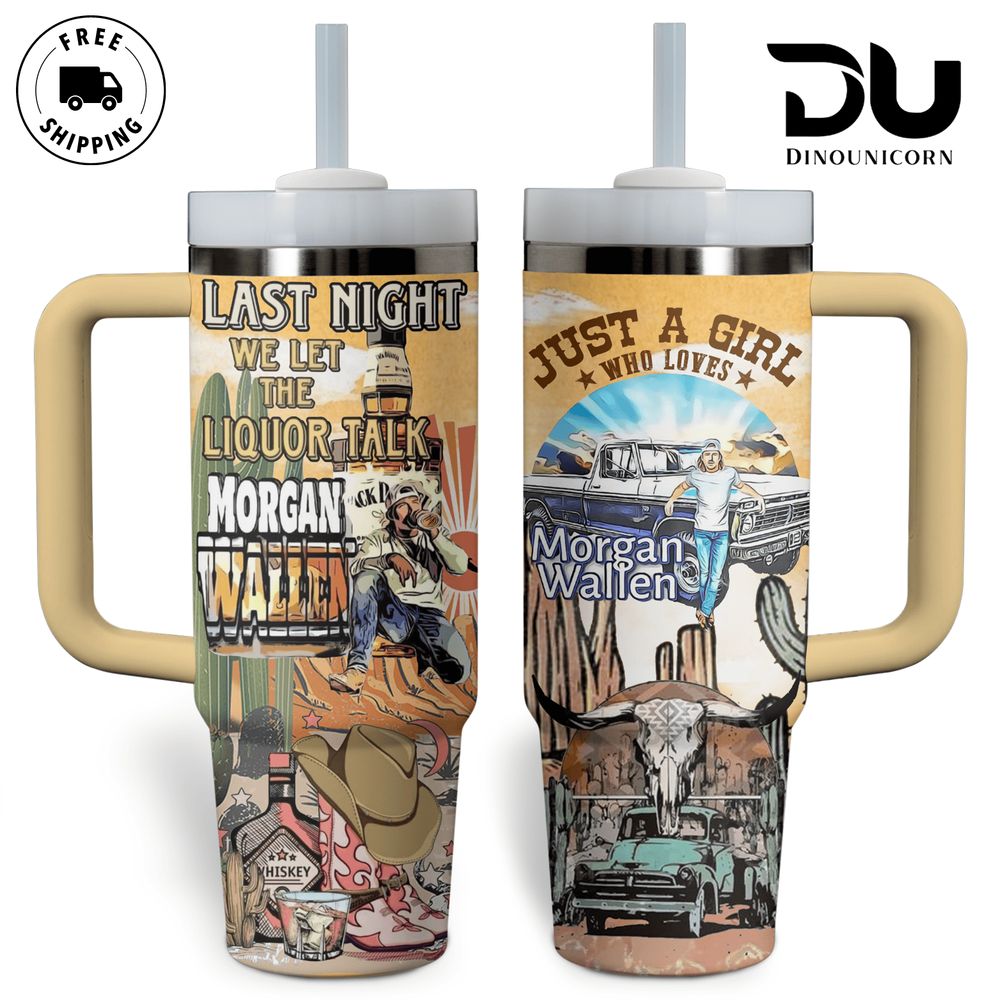 Morgan Wallen Music Custom Stanley Quencher 40oz Stainless Steel Tumbler With Handle