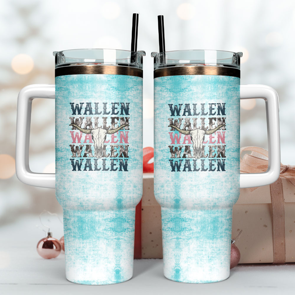Morgan Wallen Music Custom Stanley Quencher 40oz Stainless Steel Tumbler With Handle