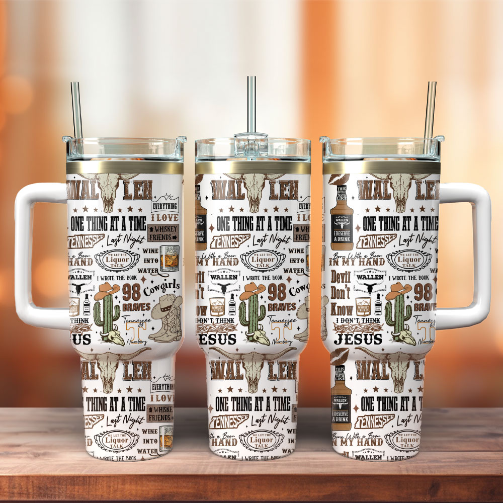 Morgan Wallen Music Custom Stanley Quencher 40oz Stainless Steel Tumbler With Handle