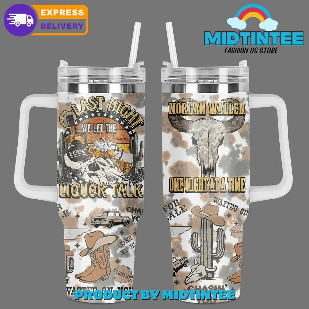 Morgan Wallen One Night At A Time Music Custom Stanley Quencher 40oz Stainless Steel Tumbler With Handle