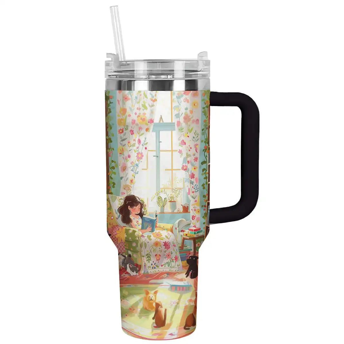 Morning Girl Custom Stanley Quencher 40oz Stainless Steel Tumbler With Handle