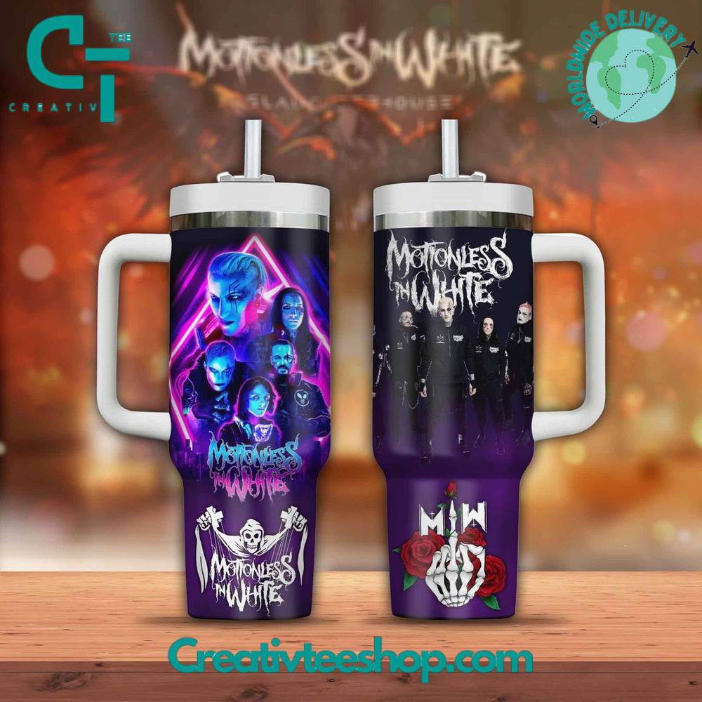 Motionless in White Music Custom Stanley Quencher 40oz Stainless Steel Tumbler With Handle