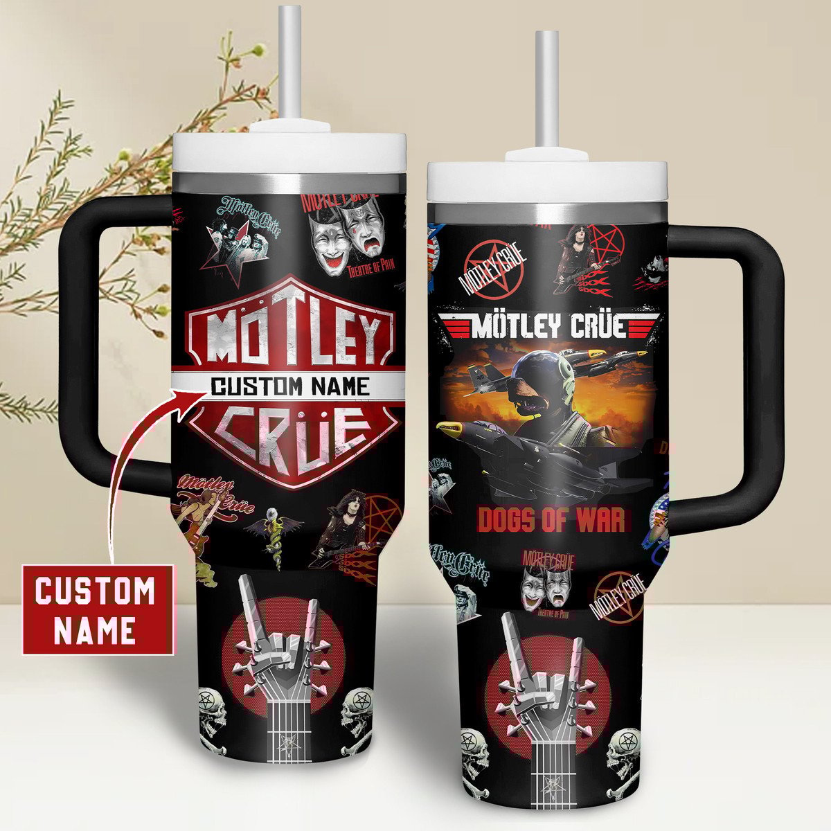 Motley Crue Music Custom Stanley Quencher 40oz Stainless Steel Tumbler With Handle