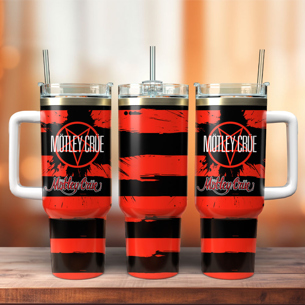 Motley Crue Music Custom Stanley Quencher 40oz Stainless Steel Tumbler With Handle