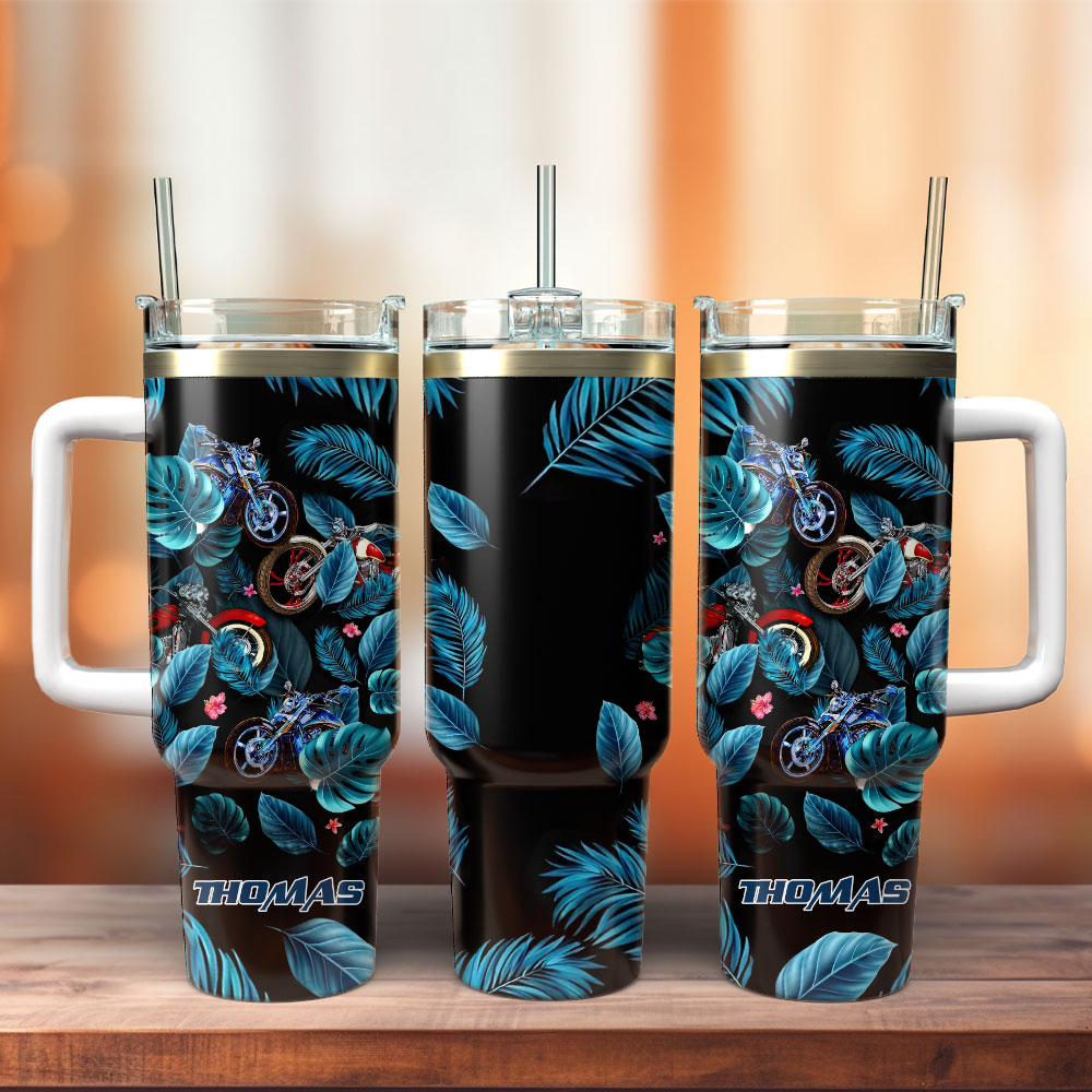 Motor Art Custom Stanley Quencher 40oz Stainless Steel Tumbler With Handle