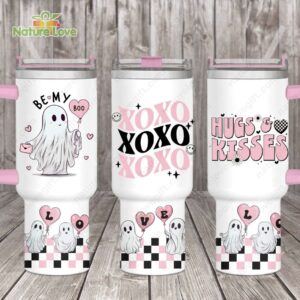 My Boo Cute Ghost Valentine Gift Custom Stanley Quencher 40oz Stainless Steel Tumbler With Handle