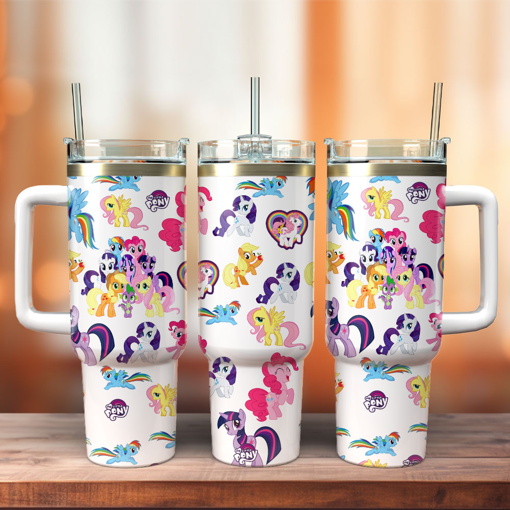 My Little Pony Cartoon Custom Stanley Quencher 40oz Stainless Steel Tumbler With Handle