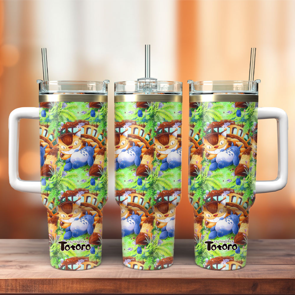 My Neighbor Totoro Anime Cartoon Custom Stanley Quencher 40oz Stainless Steel Tumbler With Handle