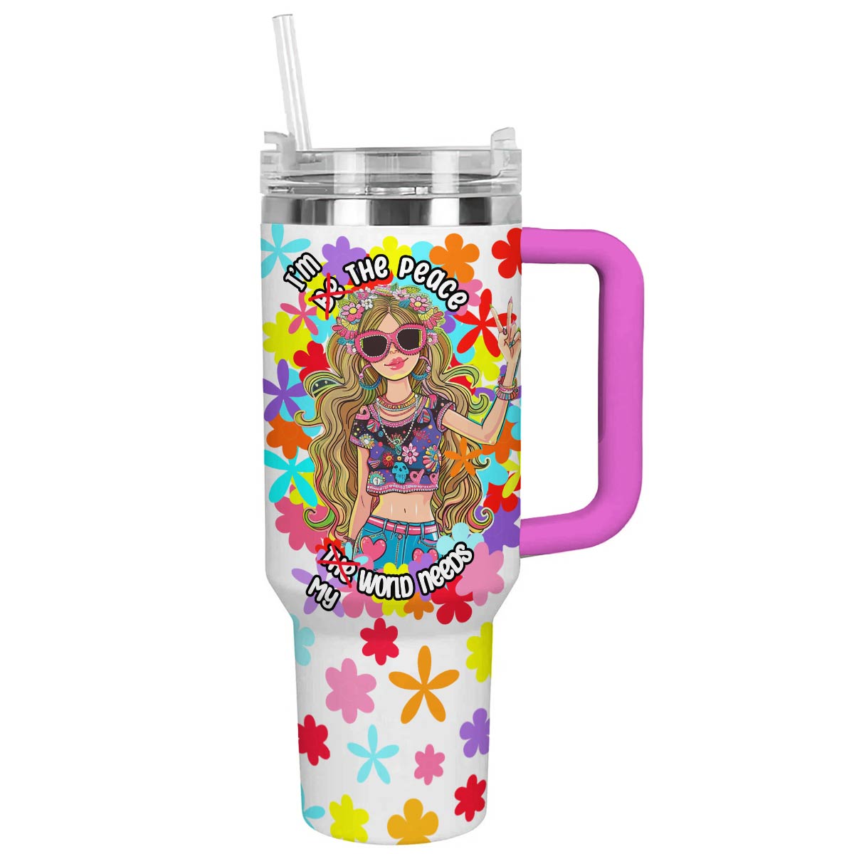 My World Custom Stanley Quencher 40oz Stainless Steel Tumbler With Handle