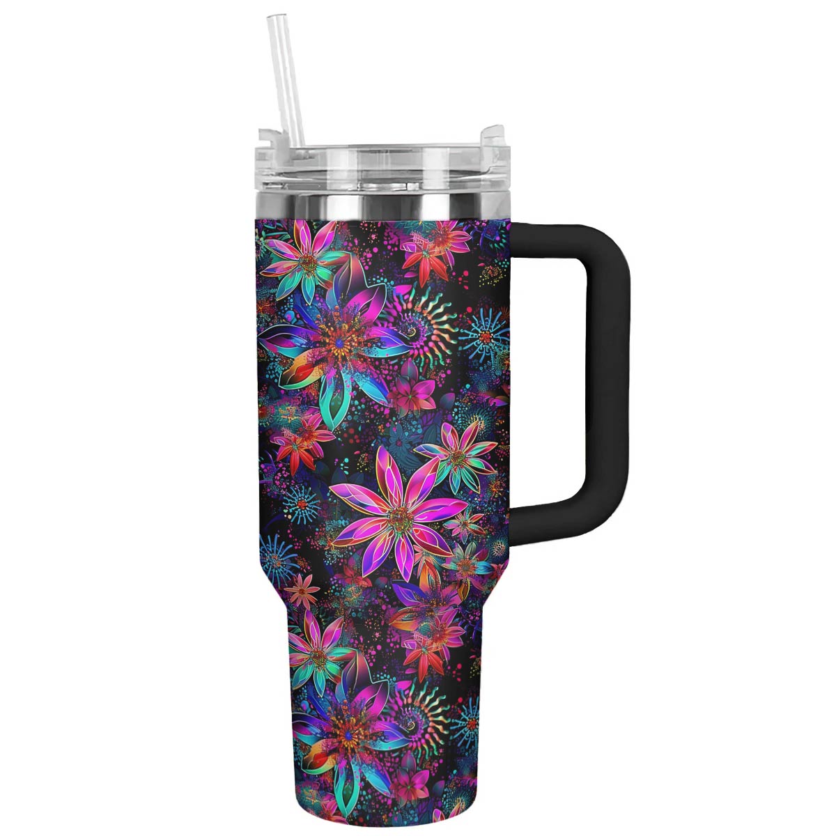 Mysterious Flowers Custom Stanley Quencher 40oz Stainless Steel Tumbler With Handle