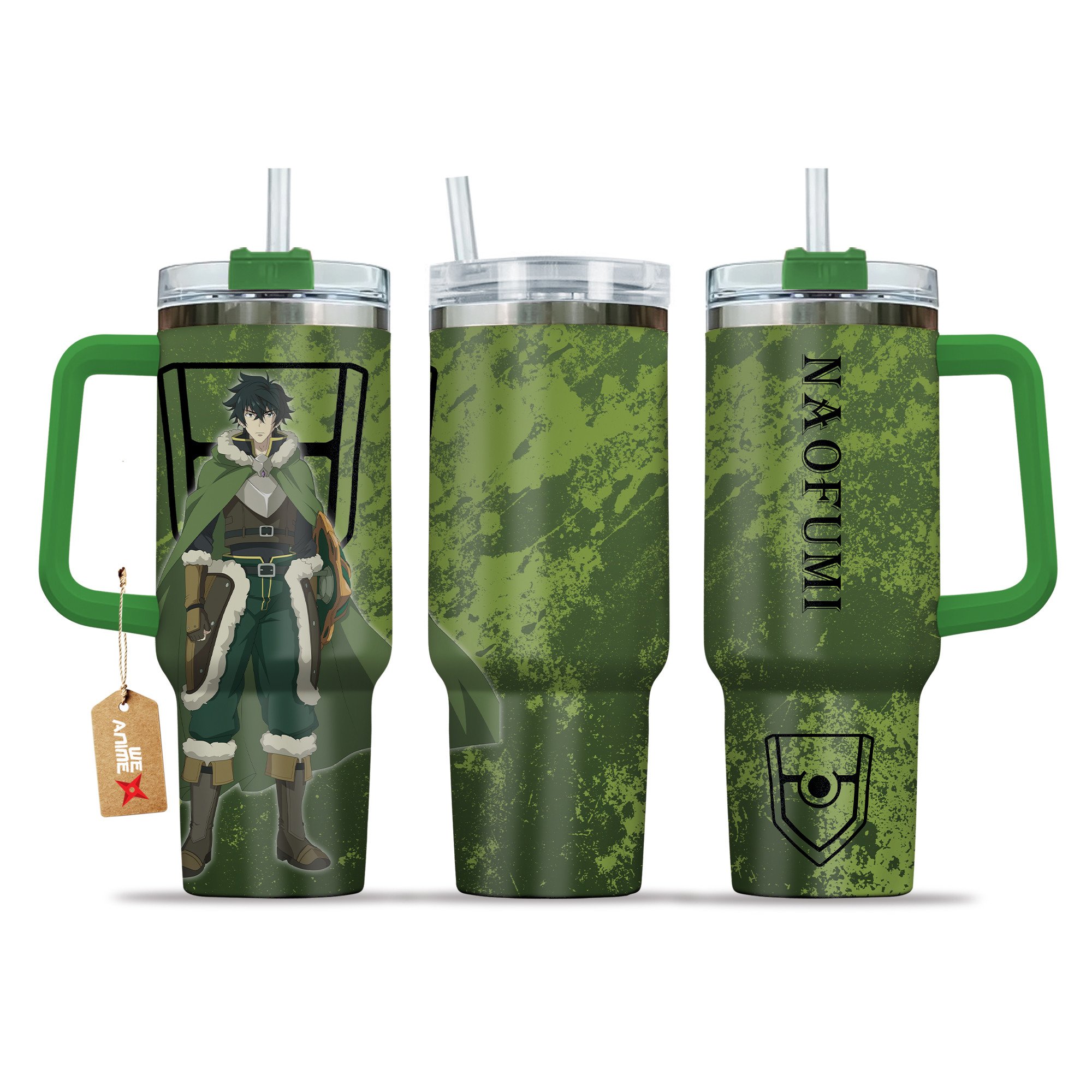 Naofumi Iwatani Main Shield The Rising of the Shield HeroÂ Anime Custom Stanley Quencher 40oz Stainless Steel Tumbler With Handle
