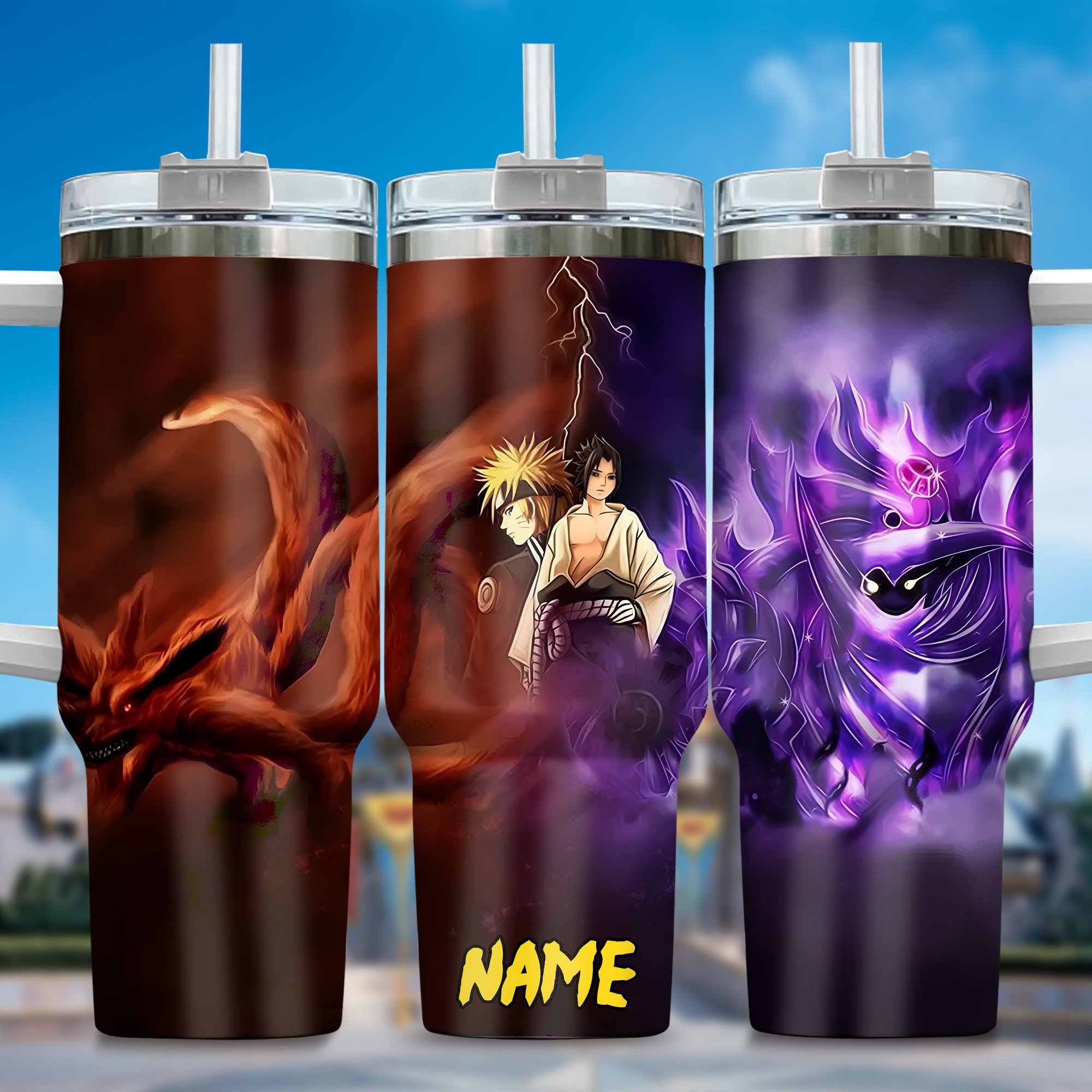 Naruto Anime Custom Stanley Quencher 40oz Stainless Steel Tumbler With Handle