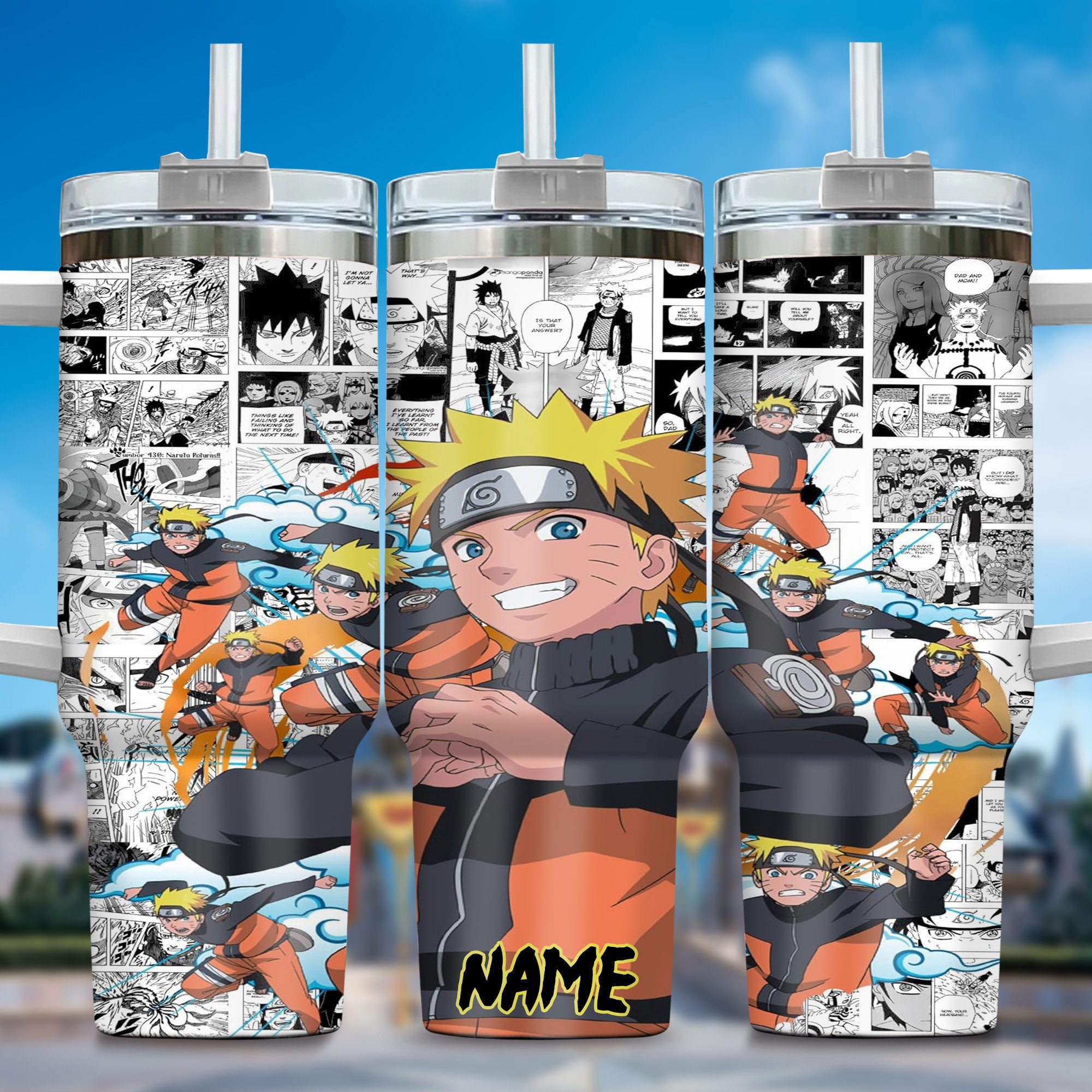 Naruto Anime Custom Stanley Quencher 40oz Stainless Steel Tumbler With Handle