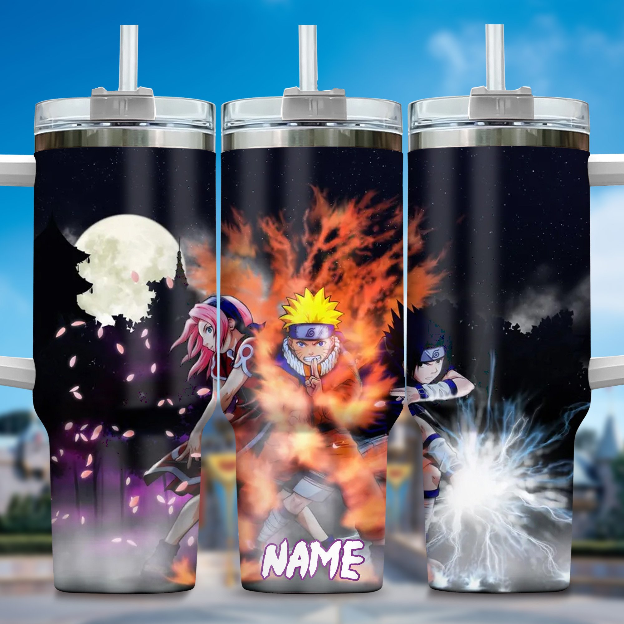 Naruto Anime Custom Stanley Quencher 40oz Stainless Steel Tumbler With Handle