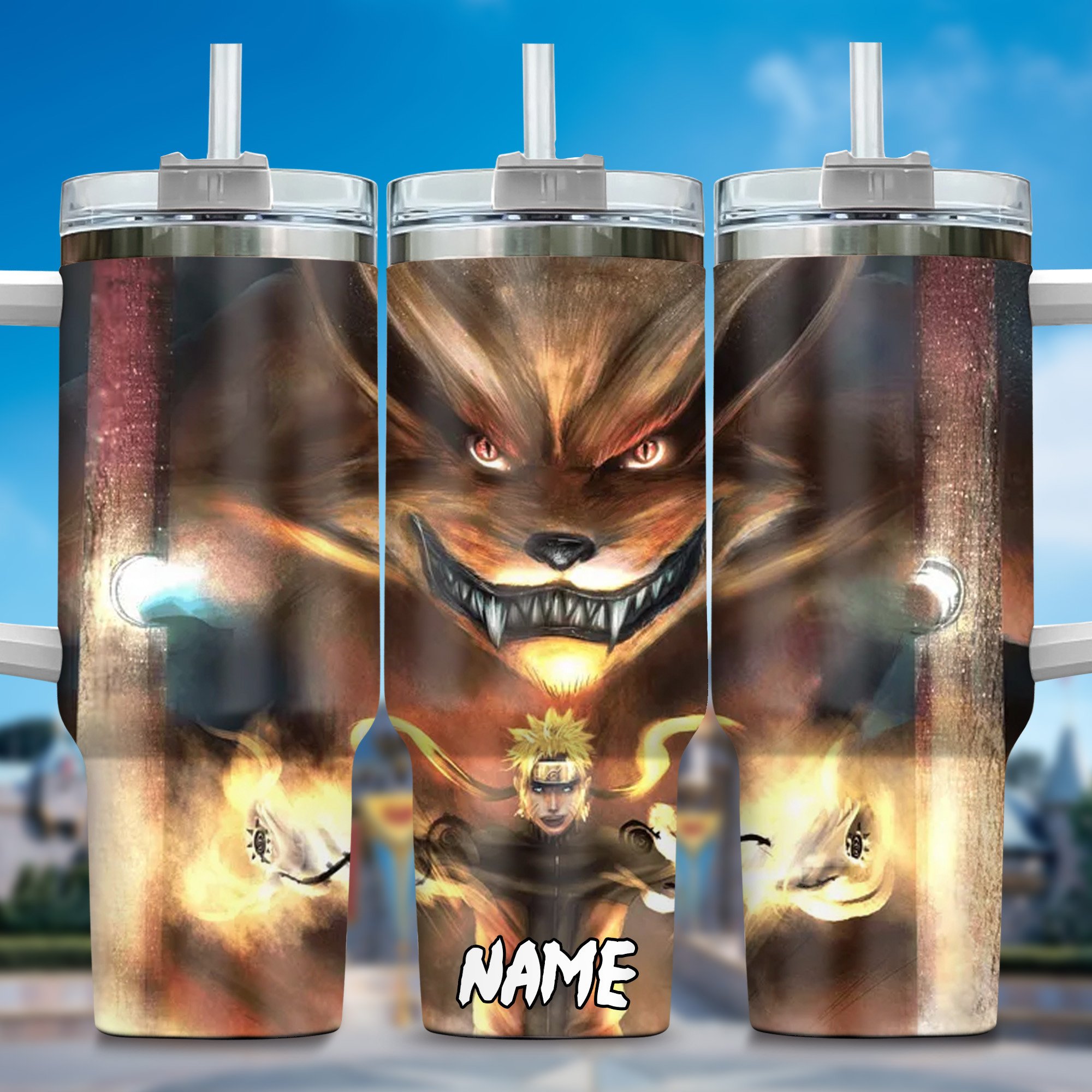 Naruto Anime Custom Stanley Quencher 40oz Stainless Steel Tumbler With Handle