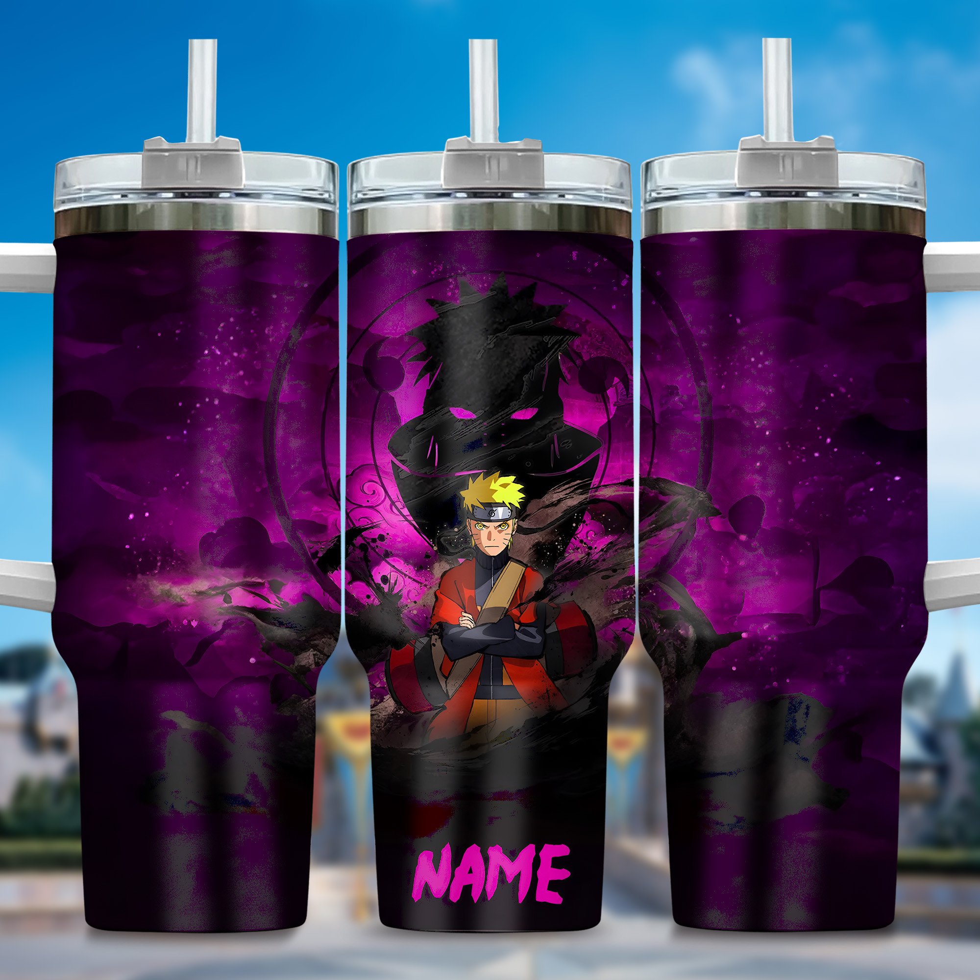 Naruto Anime Custom Stanley Quencher 40oz Stainless Steel Tumbler With Handle