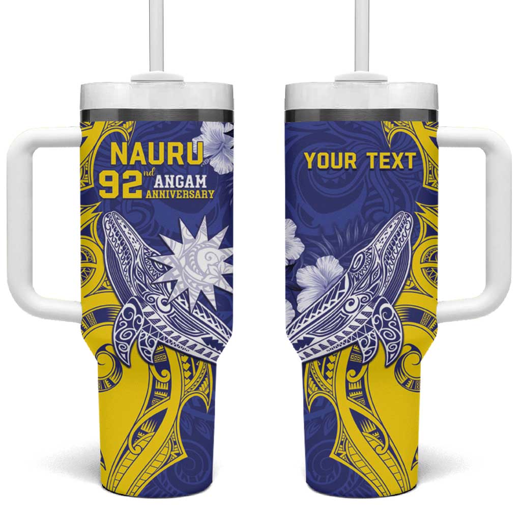 Nauru 92nd Anniversary Of Angam Polynesian Whale Custom Stanley Quencher 40oz Stainless Steel Tumbler With Handle