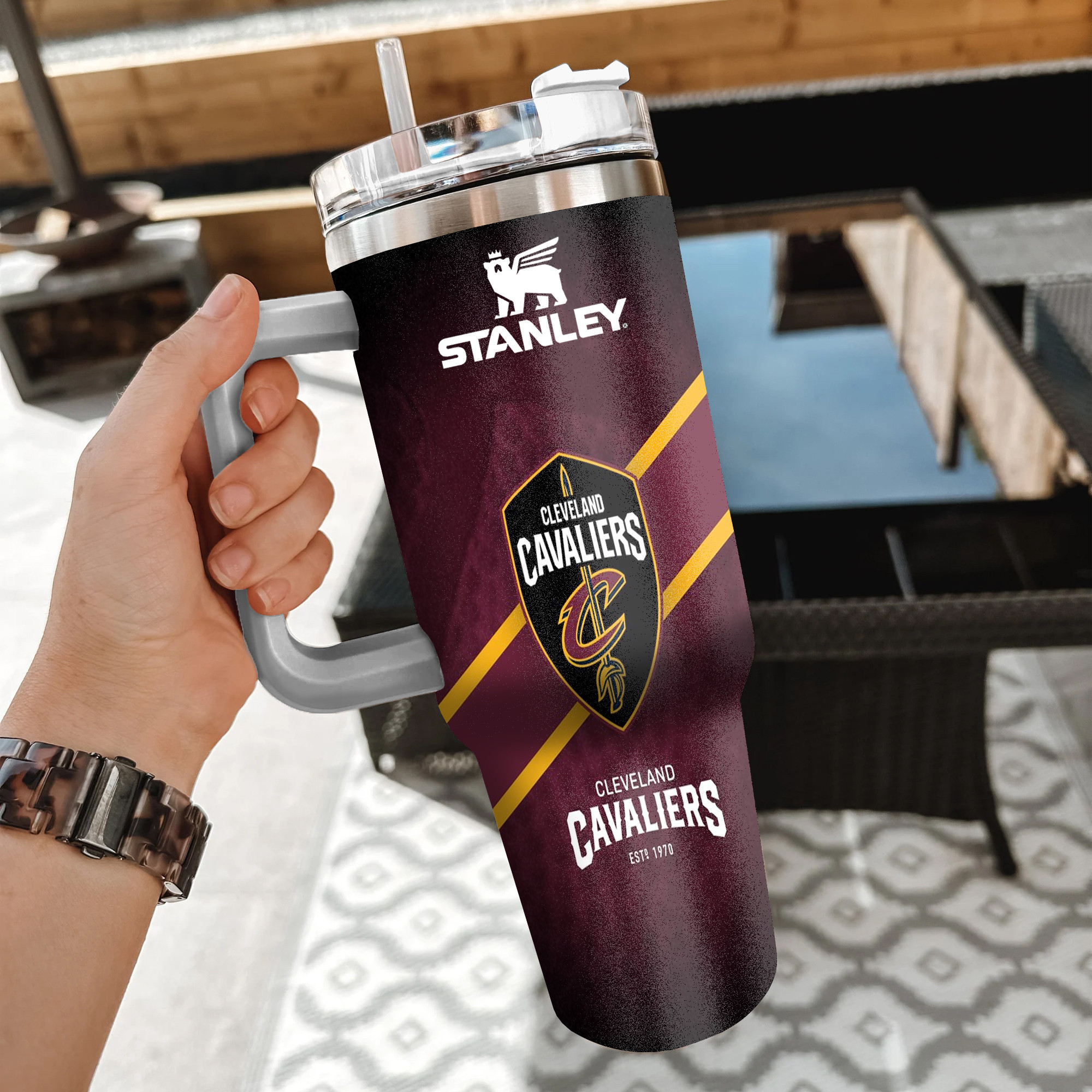 NBA Cleveland Cavaliers Custom Stanley Quencher 40oz Stainless Steel Tumbler With Handle