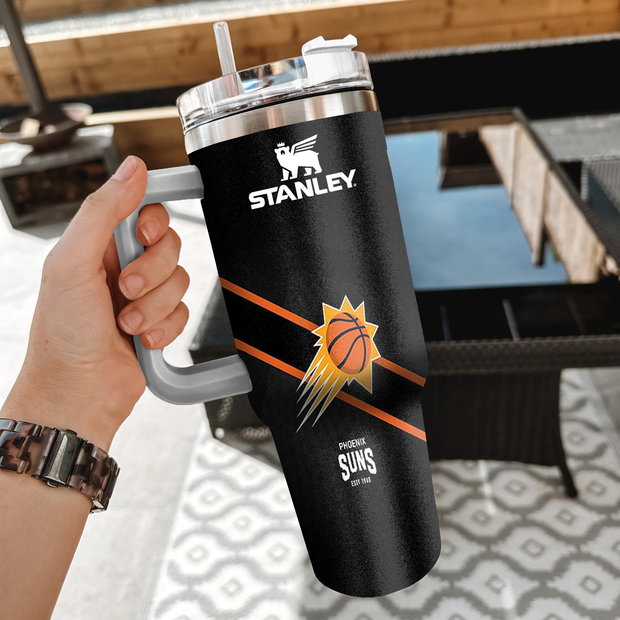 NBA Phoenix Suns Custom Stanley Quencher 40oz Stainless Steel Tumbler With Handle