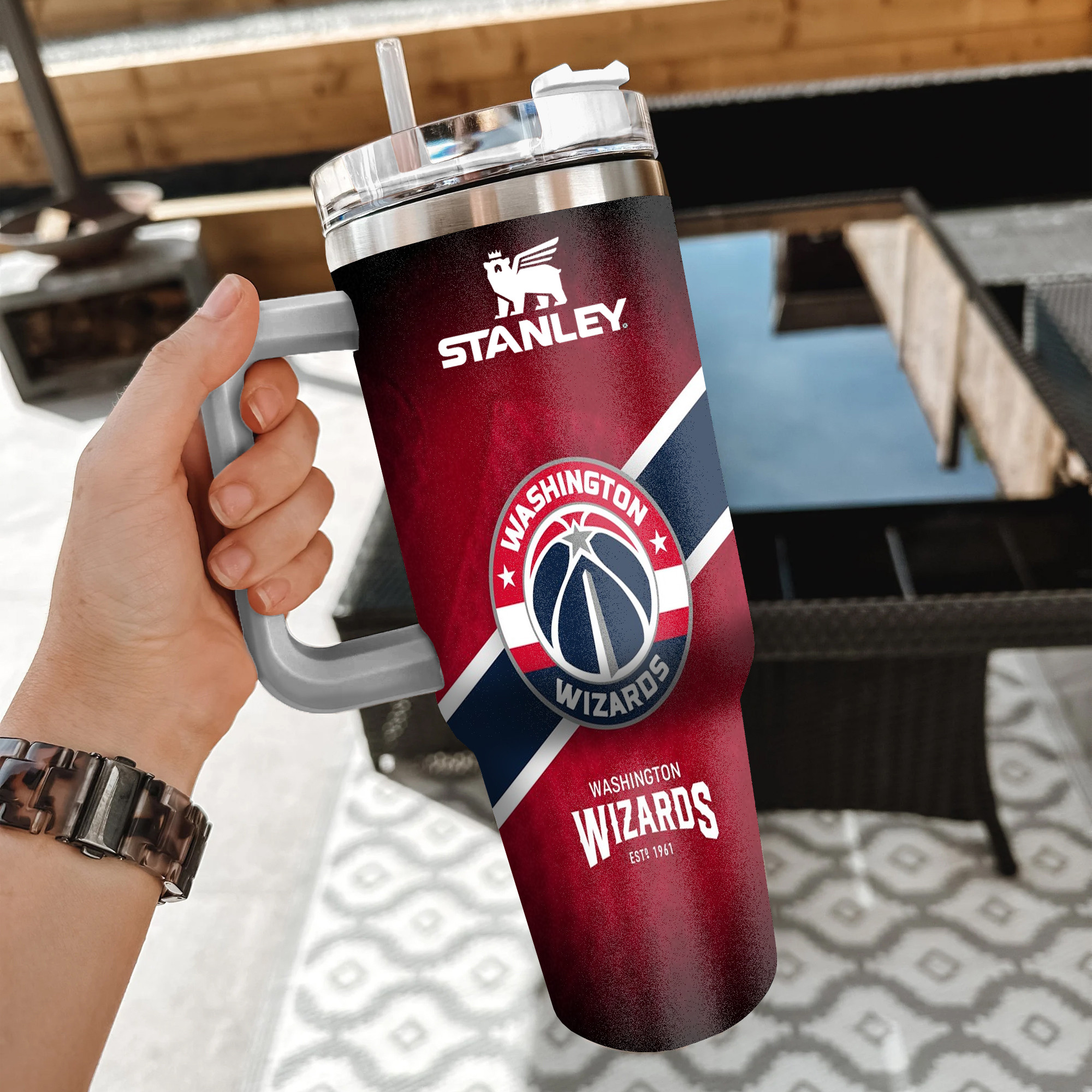 NBA Washington Wizards Custom Stanley Quencher 40oz Stainless Steel Tumbler With Handle