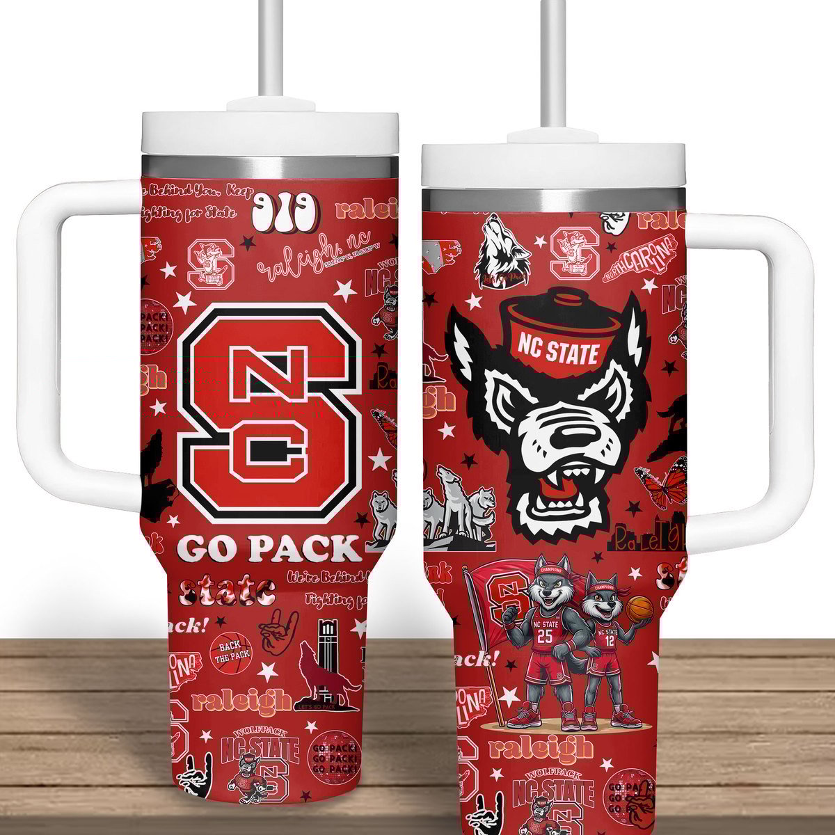 NC State Wolfpack basketball NCAA Custom Stanley Quencher 40oz Stainless Steel Tumbler With Handle