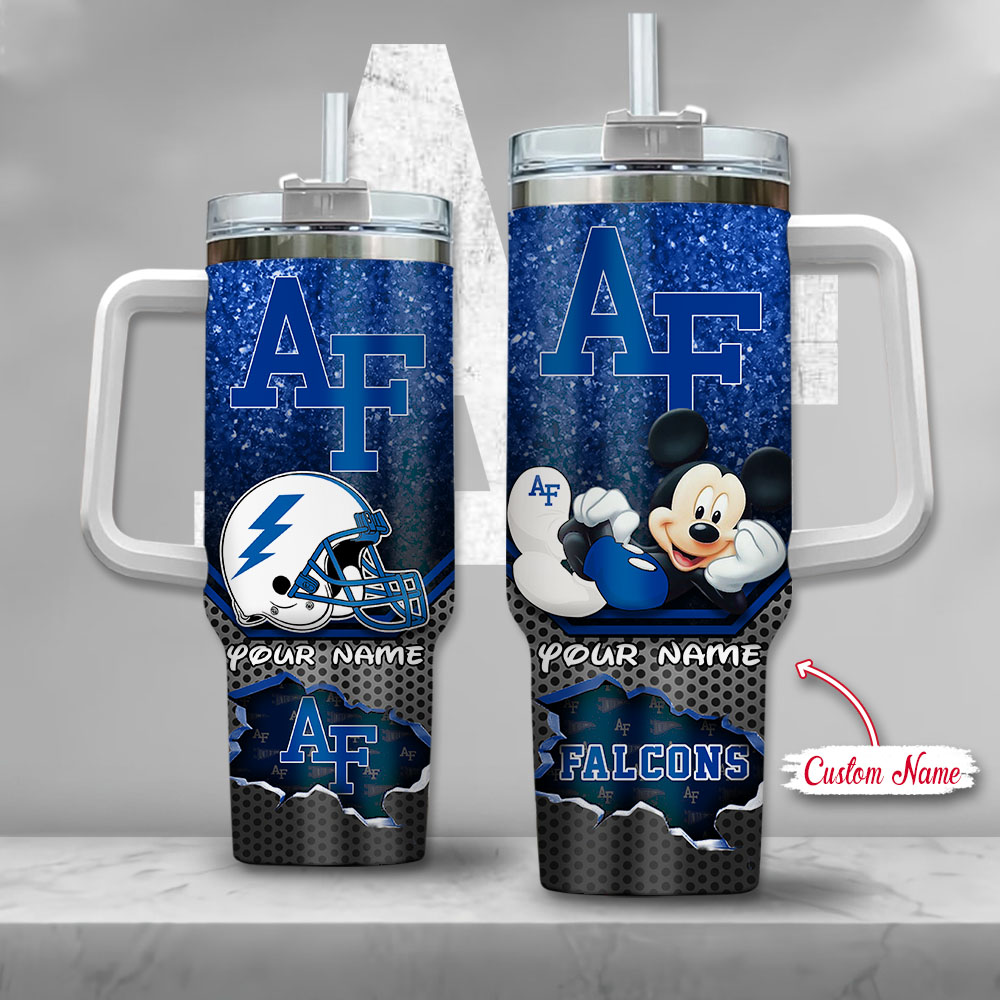 NCAA Air Force Falcons Mickey Mouse Custom Stanley Quencher 40oz Stainless Steel Tumbler With Handle