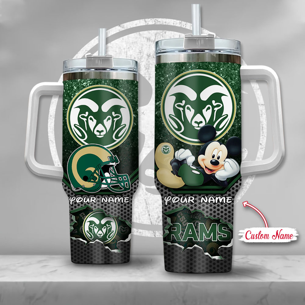 NCAA Colorado State Rams Mickey Mouse Custom Stanley Quencher 40oz Stainless Steel Tumbler With Handle