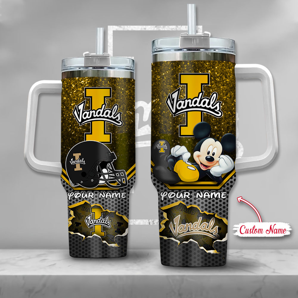 NCAA Idaho Vandals Mickey Mouse Custom Stanley Quencher 40oz Stainless Steel Tumbler With Handle