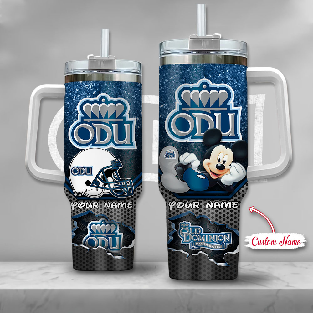NCAA Old Dominion Monarchs Mickey Mouse Custom Stanley Quencher 40oz Stainless Steel Tumbler With Handle