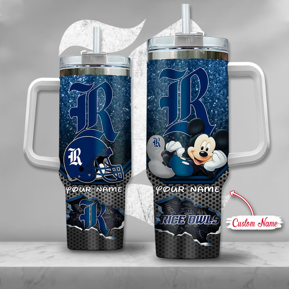 NCAA Rice Owls Mickey Mouse Custom Stanley Quencher 40oz Stainless Steel Tumbler With Handle