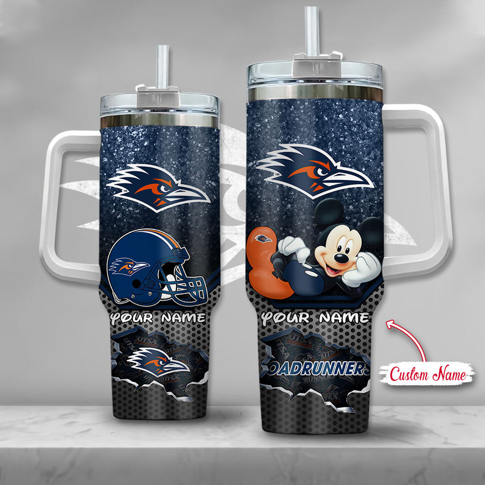 NCAA UTSA Roadrunners Mickey Mouse Custom Stanley Quencher 40oz Stainless Steel Tumbler With Handle